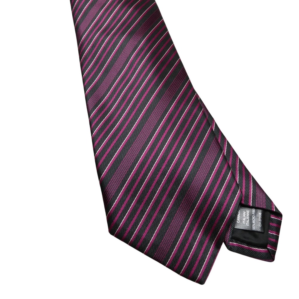Polifroni Milano Tie Mens One Size Black Pink Striped Diagonal Necktie Business